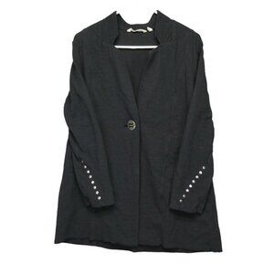Soft‎ Surroundings Cardigan Jacket Size M Black Quilted Gauze Studs 2BV33